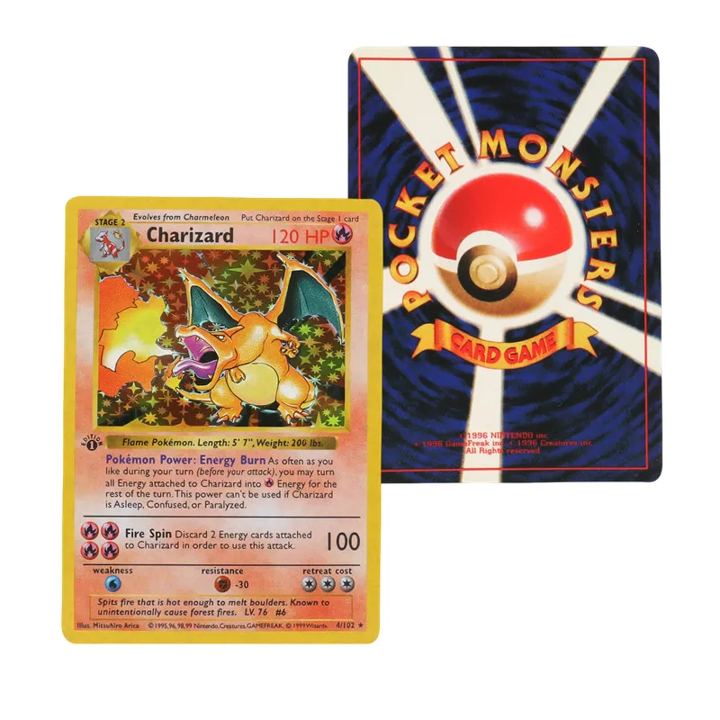 151pcs erste Generation Pokémon Karte Voll bereich Charizard Pikachu Mewtwo Blast oise Sammel karte Spielzeug englische Version