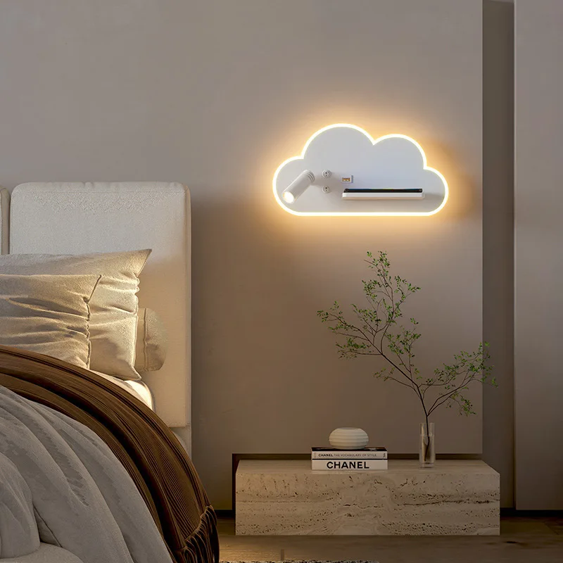 Imagem -02 - Lâmpada de Cama Led Multifuncional com Telefone Usb Interruptor de Carregamento sem Fio Luzes de Parede para o Quarto do Hotel Lâmpadas de Leitura