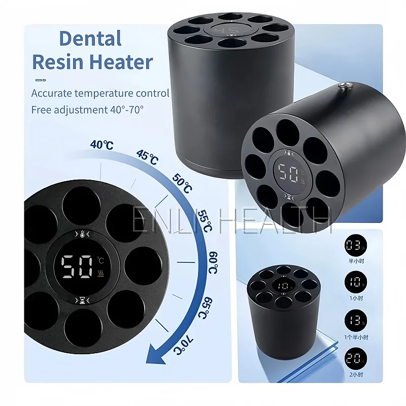 Tandheelkundige harsverwarmer voor verwarming, verzachting van tandheelkunde, composietmateriaal, timergestuurde temperatuurweergave met 8 verwarmingsslots