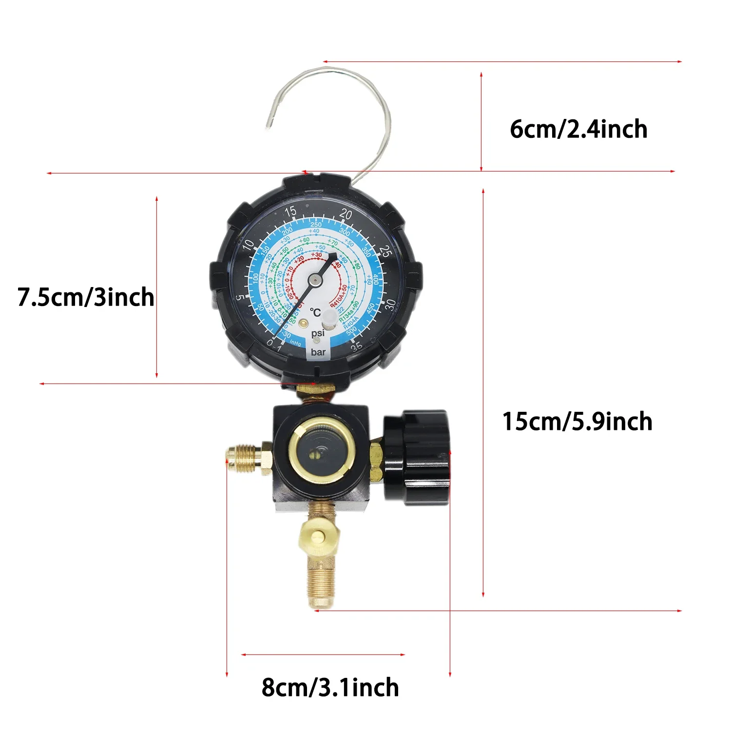 R410a Diagnostic Manifold Freon Gauge Set with Sight Glass G1/4 High Pressure A/C Refrigeration Tool for R22/R410A/R134A