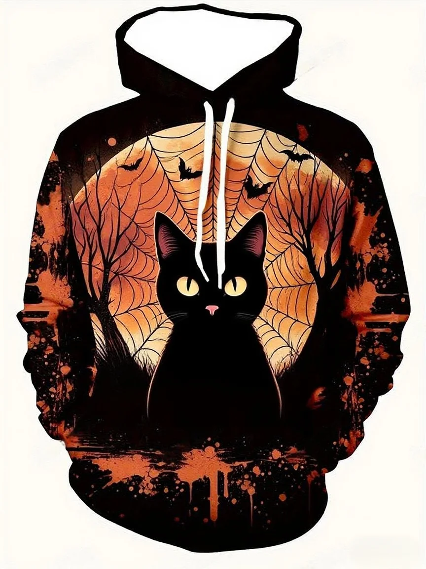 Halloween Pumpkin Graphic Men's Women's Hoodies 3D Print Creative Design Long Sleeve Hooded Sweatshirt Autumn Winter Leisure Top