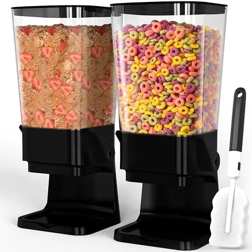 - Cereal & Dry Food Dispenser 2 Pack with Sponge \u2013 Elevate Freshness & Style! Perfect for Cereal, Pasta, Rice, Oatm