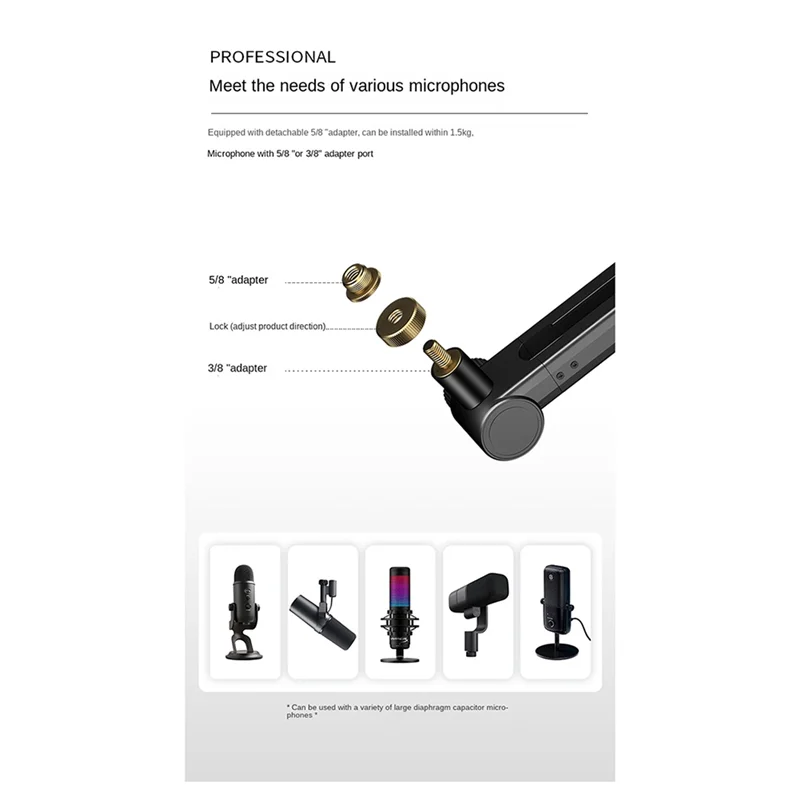 Microfone de lança de suspensão ajustável CJSD Microfone ao vivo 360 °   Suporte de mesa universal