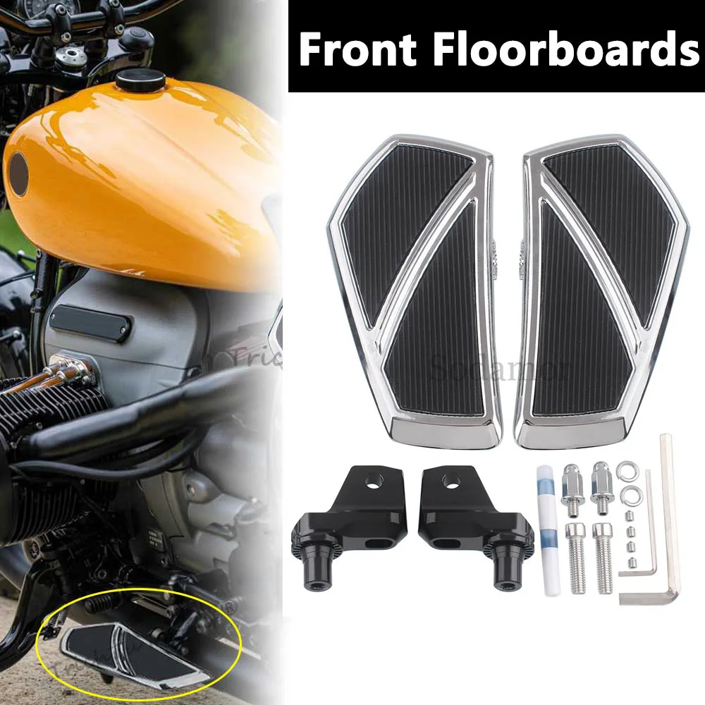 

Motorcycle 1Pair Front FloorBoards Driver Big Pedal Chrome Aluminum For BMW R18 100 Years 2020-2023+ R18 Classic 2020-2023+