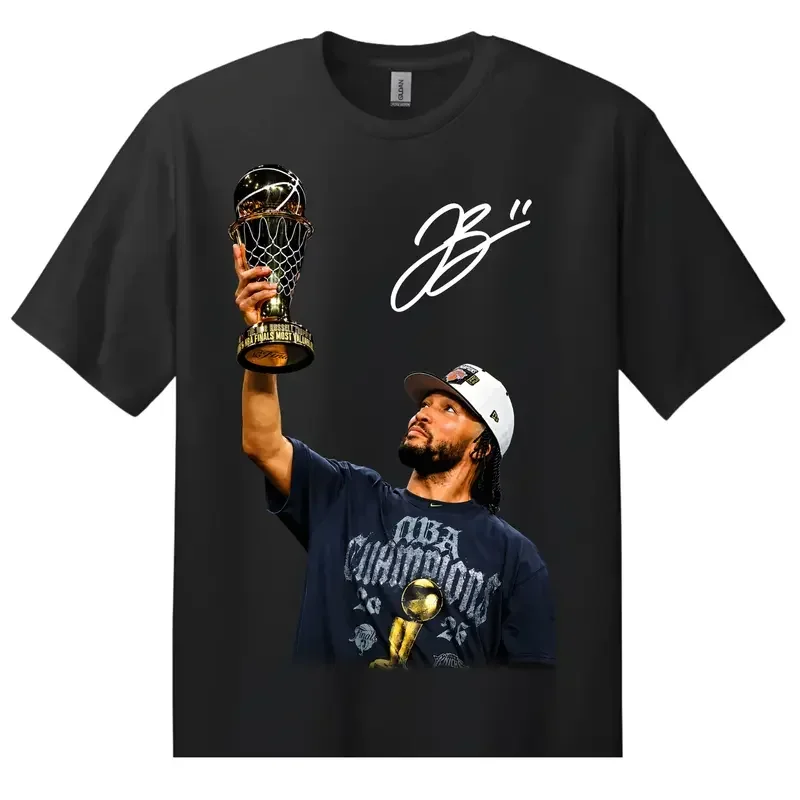 Jalen Brunson Bold MVP Graphic Cotton T-Shirt - Unisex Fitted Short-Sleeve Signature Print Top, New York Championship Basketball Fan Casual Streetwear Game Day Gift