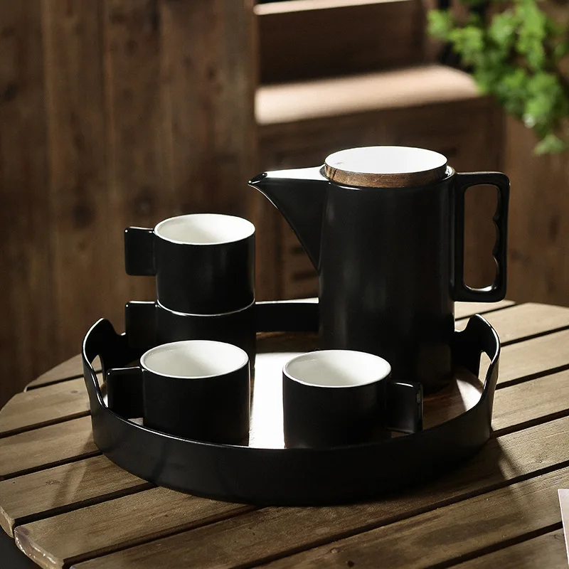 Ceramic water tool set, simple foreign trade ceramic coffee and tea set, tea cup, household porcelain tea set, coffee cup