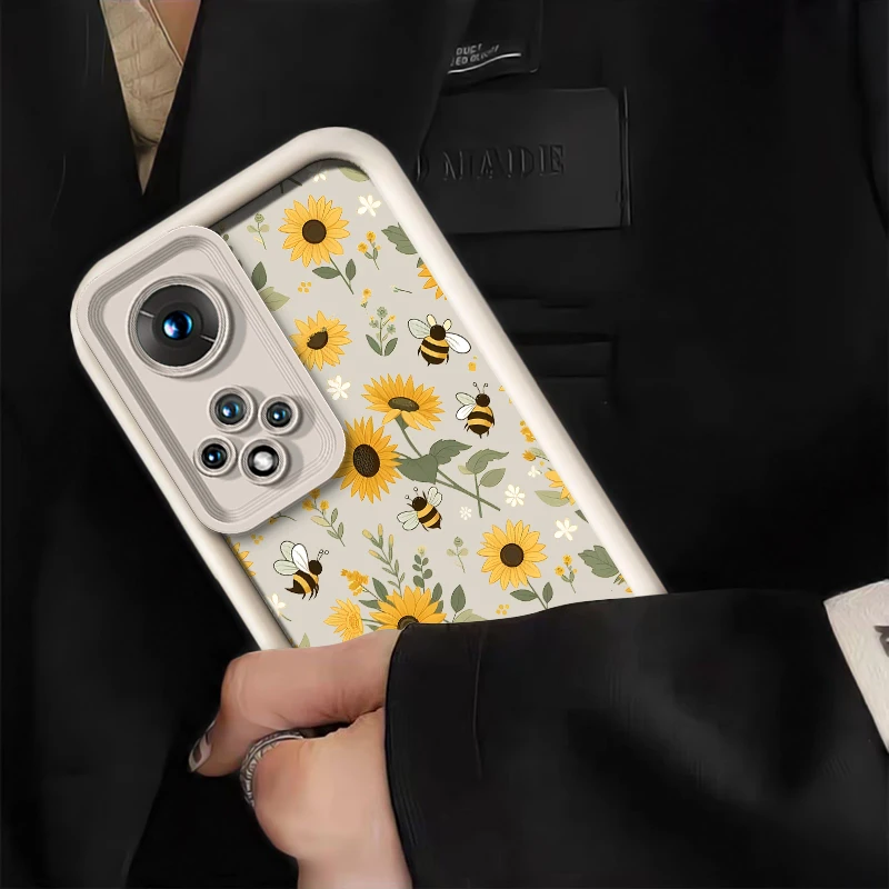Shockproof Matte Silicone Phone Case For Huawei Honor 400 Lite 70 90 Lite 50 SE 20 300 Pro 200 Flower Bow Knots Bee Print Capa