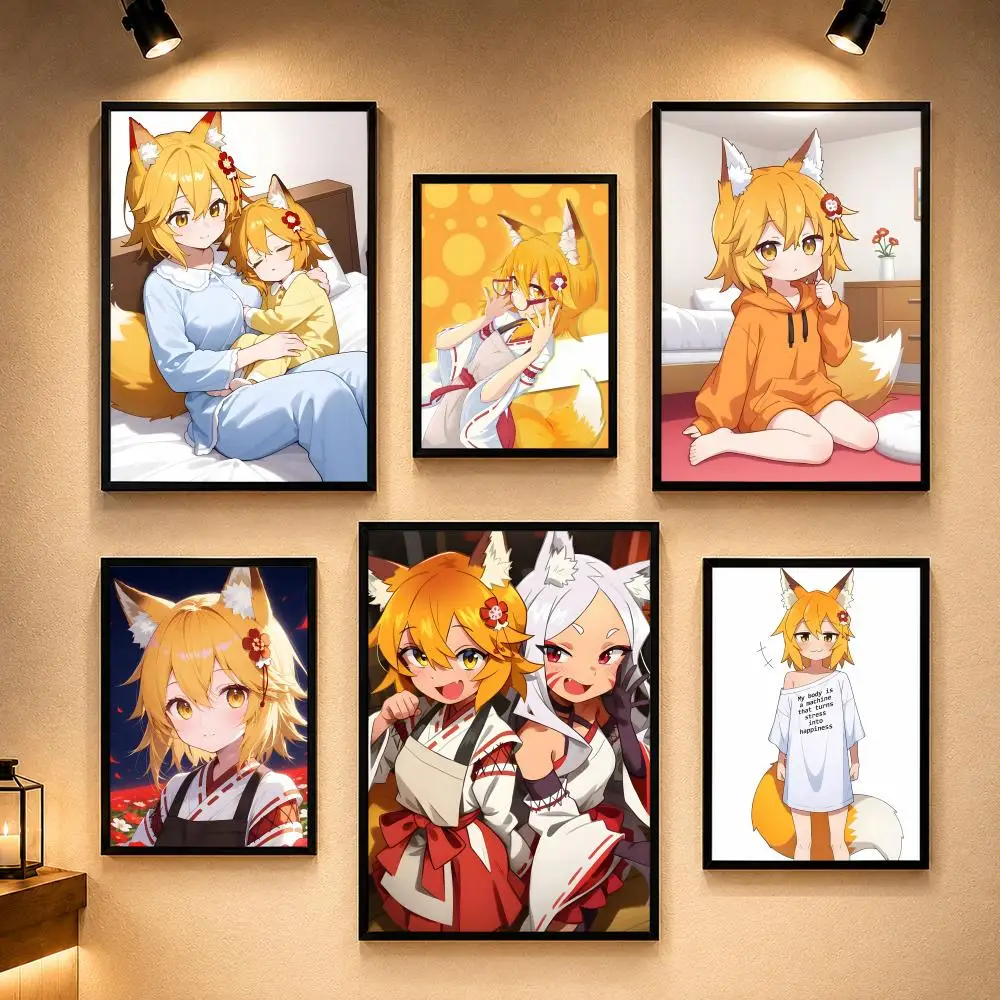The Helpful Fox Senko San Cartoon Poster Vintage Retro Anime Poster Stickers Peel and Stick Wall Art Home Decor