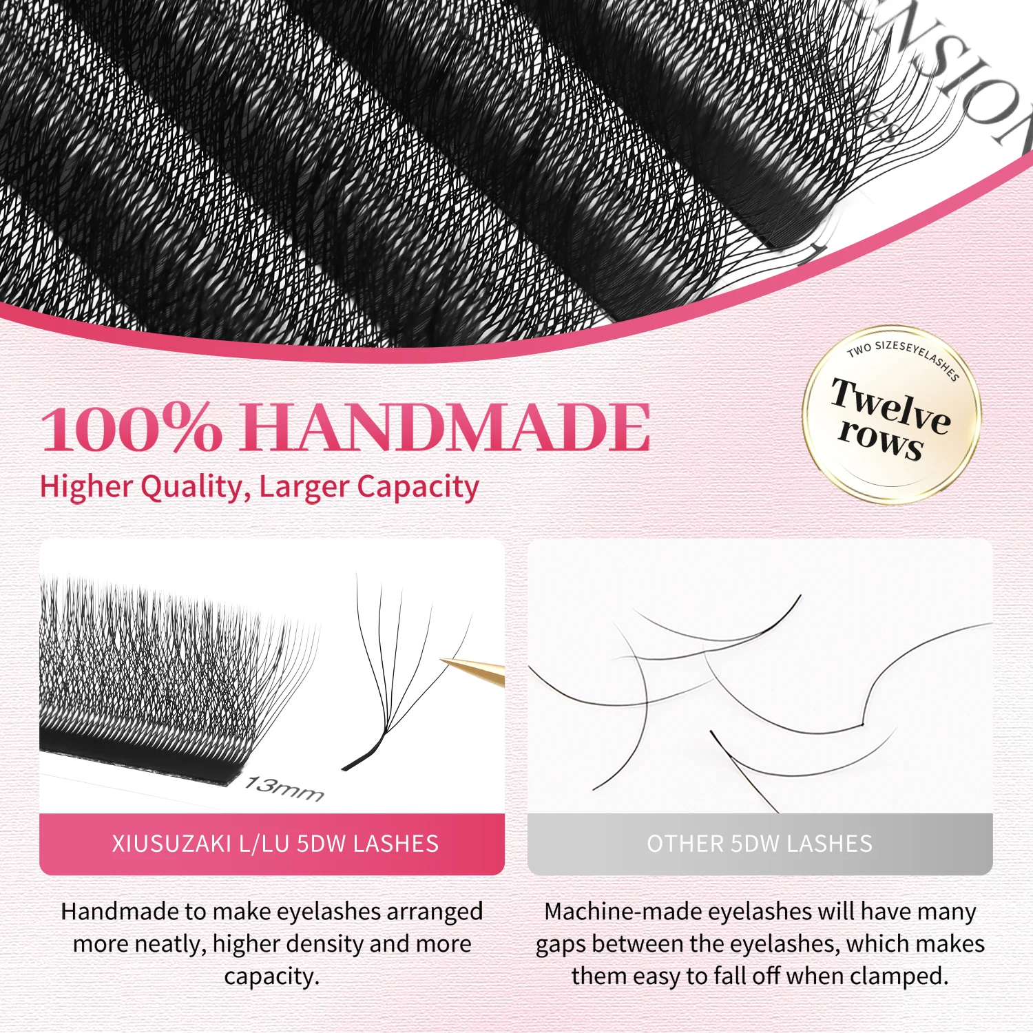 Xusuzaki m/l/lu onda 5d w forma extensões de cílios floração automática w extensões de cílios volume pré-fabricado fãs cílios postiços