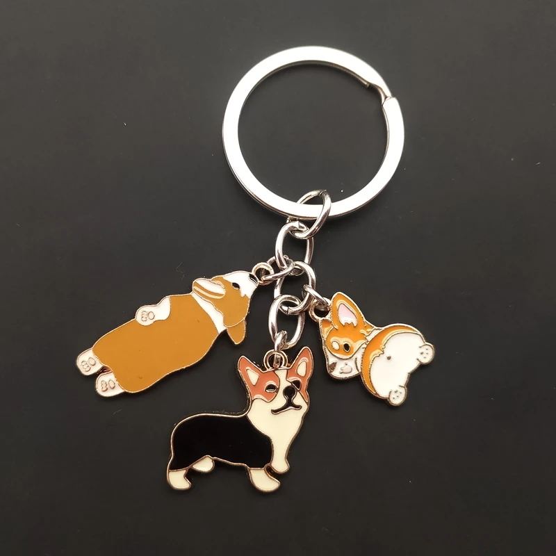 New Cartoon Cute Corgi Keychain Cute Enamel Keychain Pet Dog Jewelry Bags Car Accessories Keychain Pendant Gift