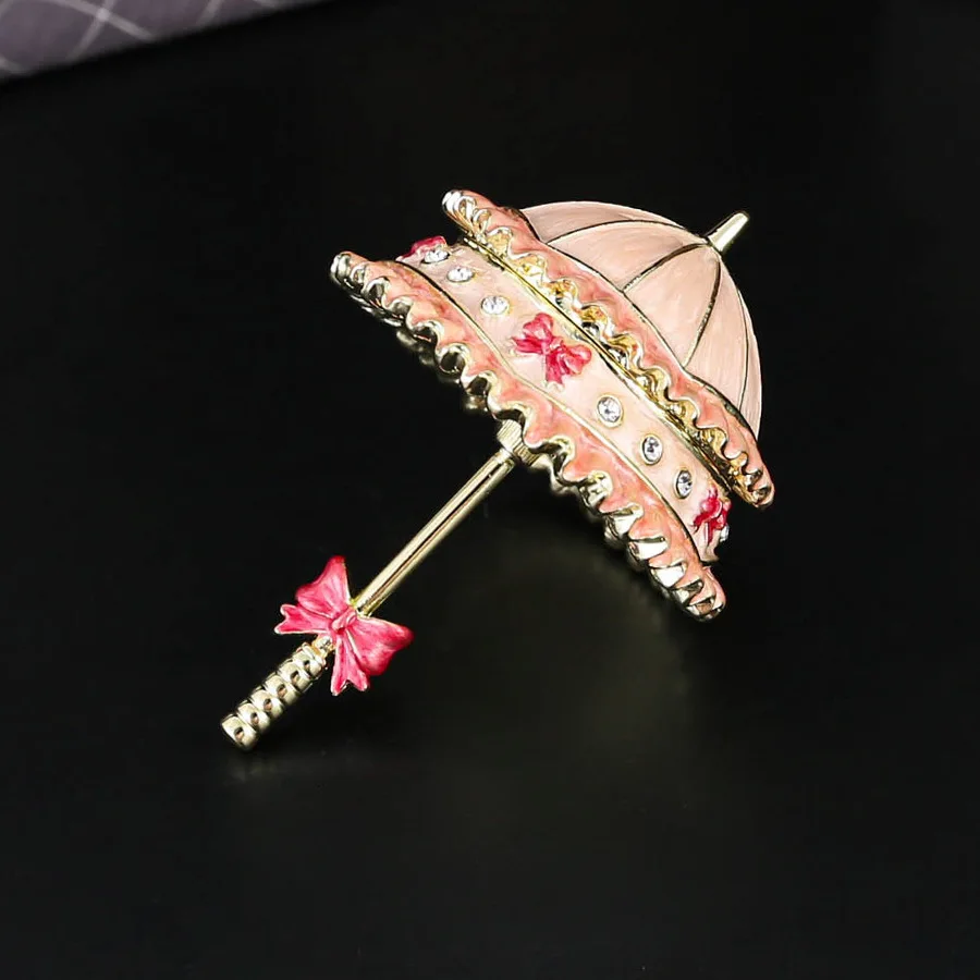 Diamond-encrusted small umbrella jewelry box, light luxury ins wind umbrella jewelry storage ring, stud earrings, flip cover