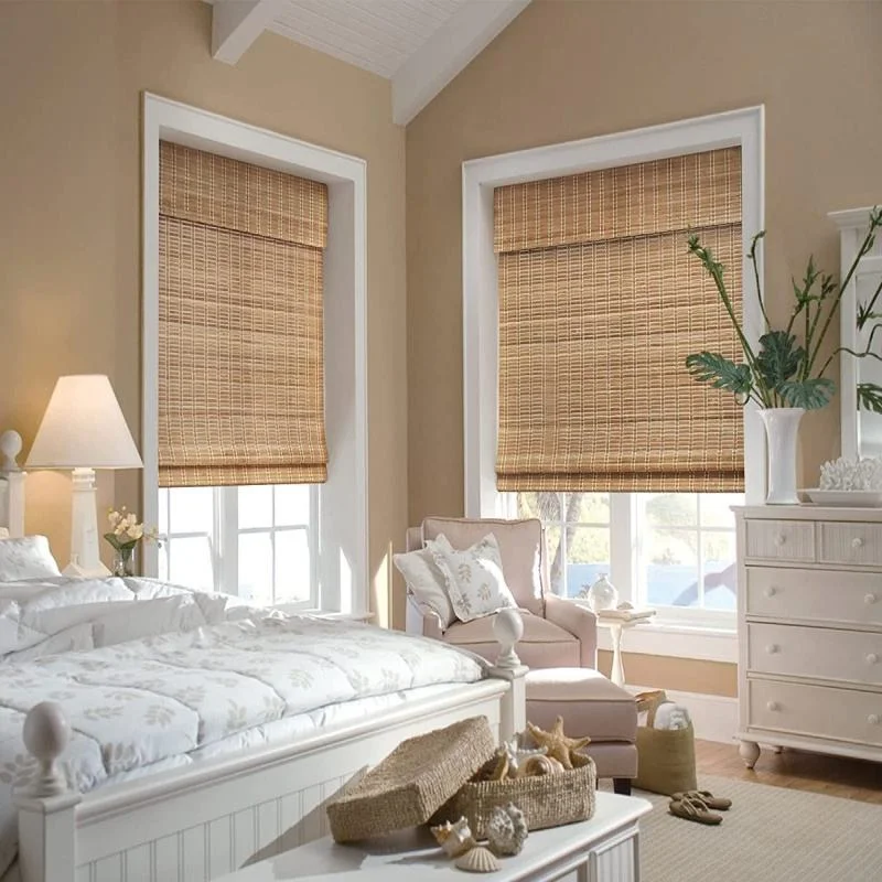 Natural Color No Tool No Drill Bamboo Blinds and Shades Light Filtering Blackout Curtains for Indoor Windows in Door