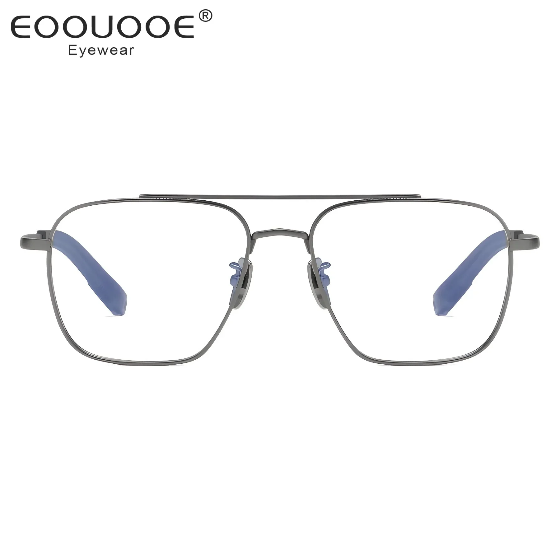 2024 Oversize Pure Titanium Glasses Frame Men Double-Beam Pilot Prescription Eyeglasses  Square Myopia Optical Eyewear Spectacle