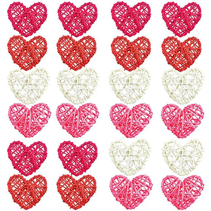 Rattan Heart 24 Pack Valentine's Day Heart Rattan Ball Ornament Valentine's Day Decoration DIY Valentine's Day