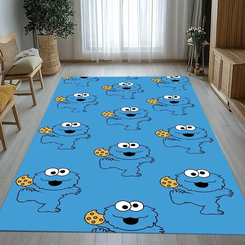 Vintage S-Sesame Street Elmo Cookie Monster Soft Non-Slip Large Area Rug for Living Room,Bedroom Carpet Mat for Sofa,Home Decor