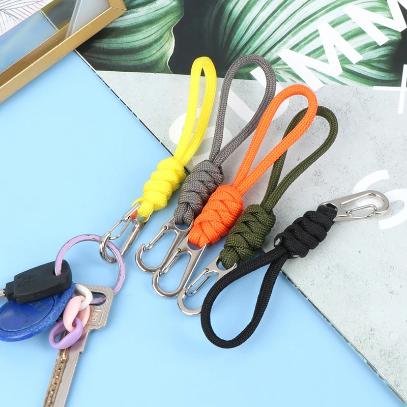 S 1PC Multi-function Paracord Keychain Anti-lost Camera Lanyard Carabiner Hook Cord Backpack Hanging Rope Outdoor Survival Tool