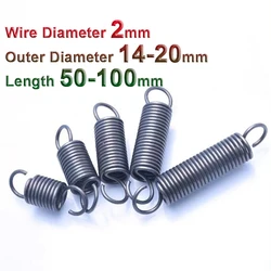 Open Hook Tension Spring Pullback Draught Spring Coil Extension Spring Wire Dia 2mm OD 14-20mm Spring Steel Expansion Spring