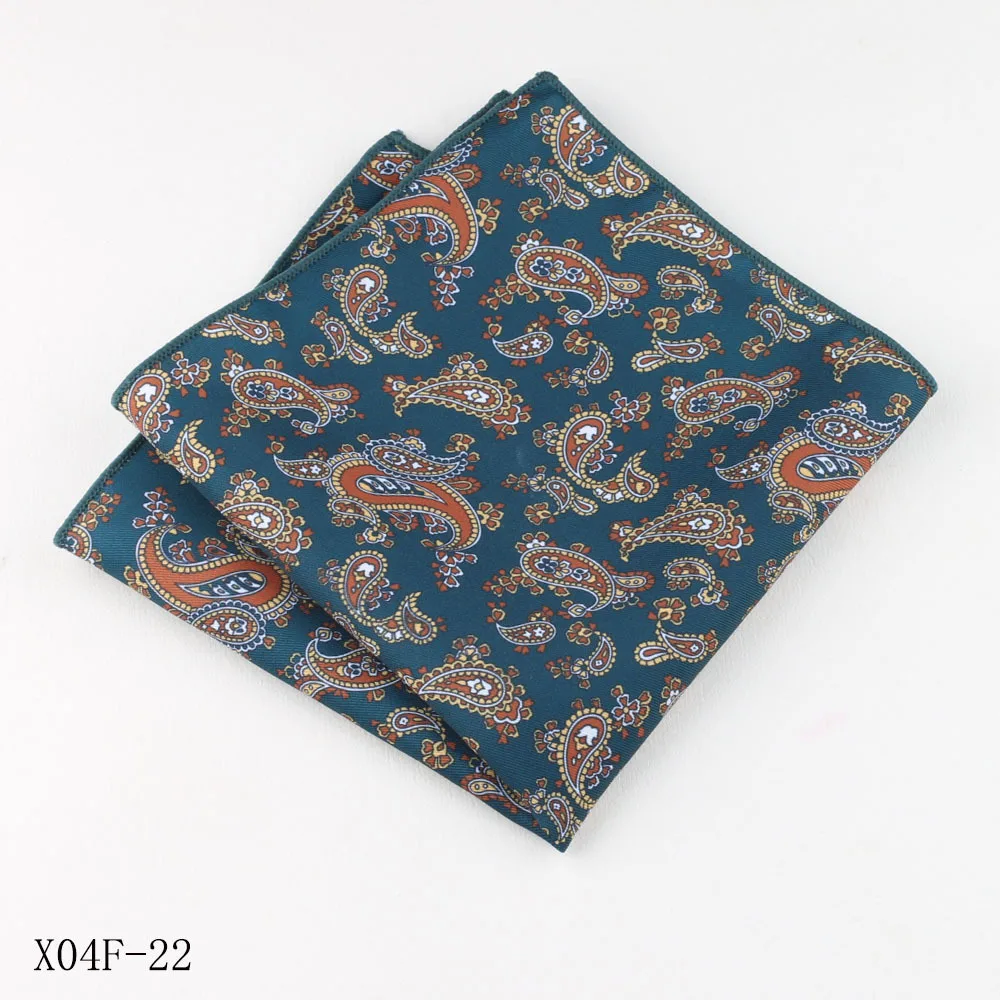 27CM Oversized Pocket Square Mens Casual Vintage Red Flower Printed Handkerchief Wedding Party Style Neckwear Shirt Accessories