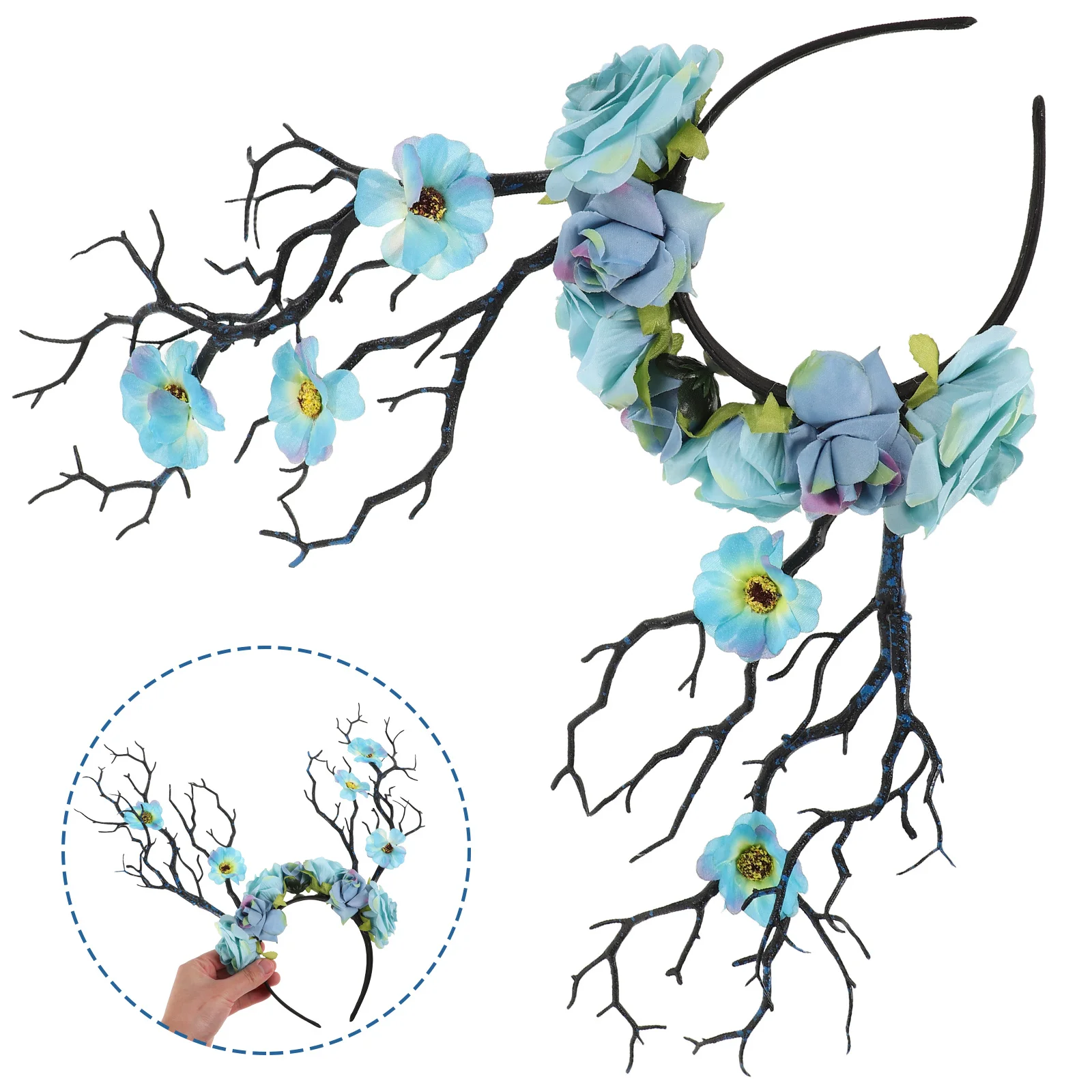 

Artificial Flower Branch Headband Simulation Faux Stems Lightweight Comfortable Photo Prop Masquerade Costume Dress Up