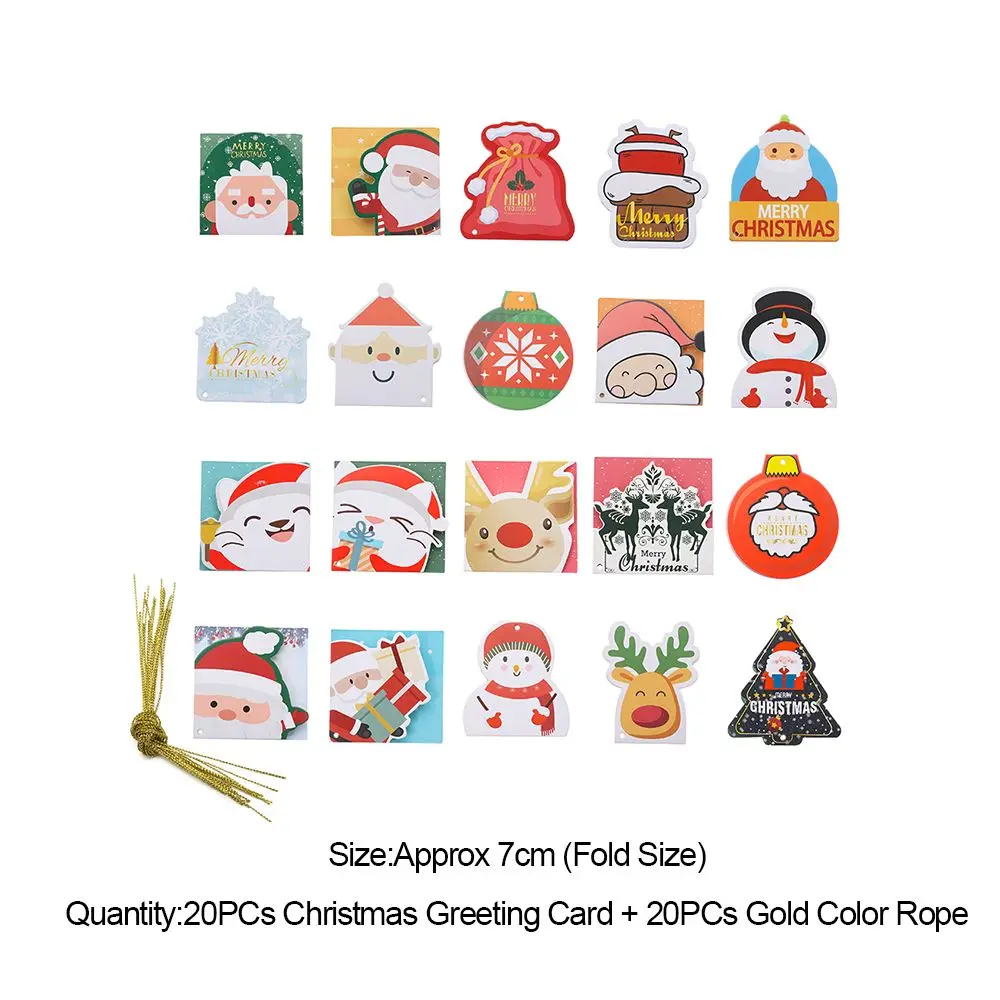 20pcs Merry Christmas Mini Greeting Cards Cards Children New year Gift 2021 Xmas Christmas Party Decorations Postcard