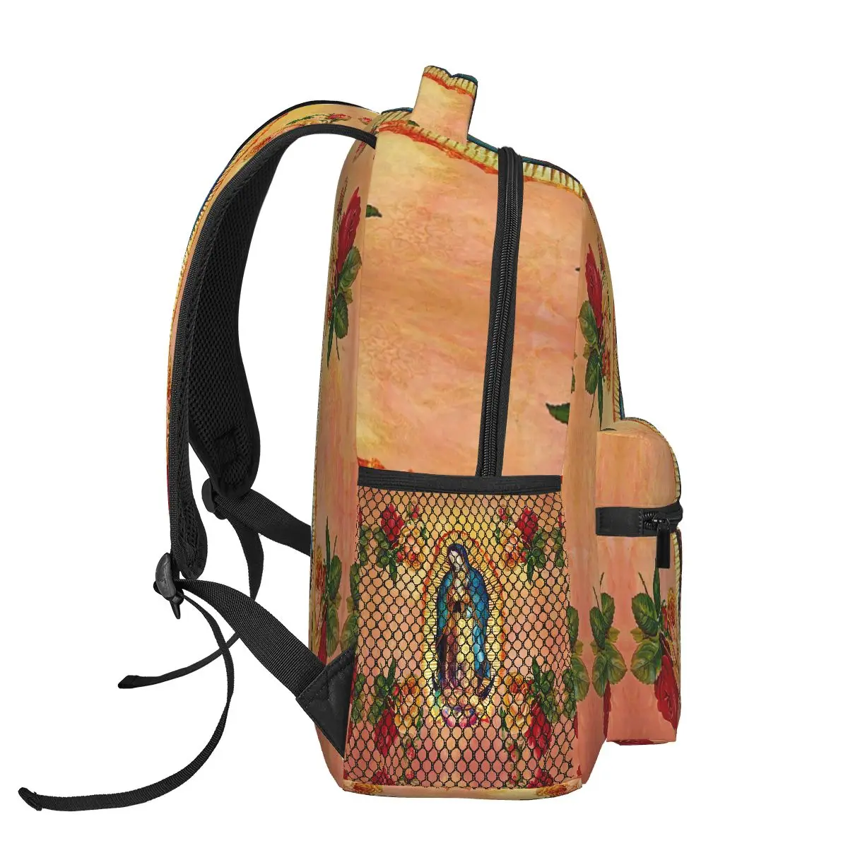 سيدة غوادالوبي مريم العذراء والورود على ظهره رائجة البيع Daypack سعة كبيرة بنين بنات حقيبة الكتب حقيبة مدرسية حقائب الكتف