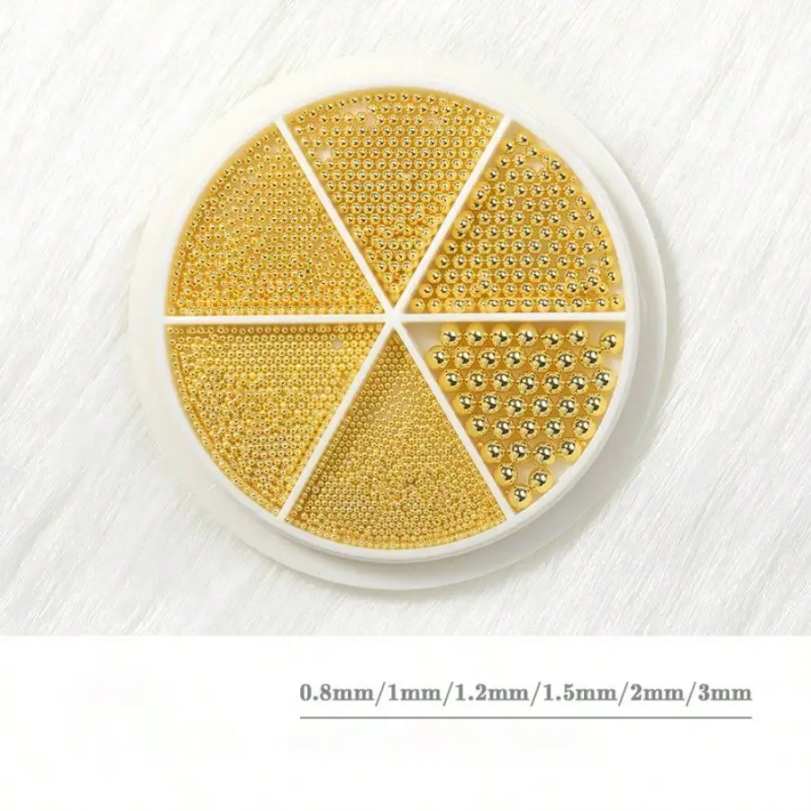Cuentas de Acero Pequeñas de 0.8-3.0mm, Tamaños Variados, Color Oro Rosa y Plata, para Decoración de Uñas, Manicura, Accesorios y Suministros de Joyería 3D