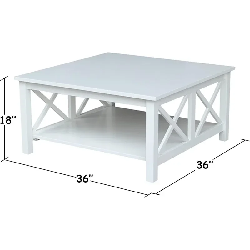 Square Coffee Table ，Made From Solid Hardwood，Includes One Shelf