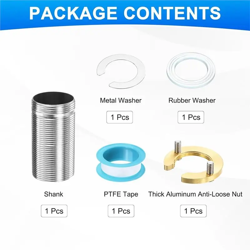 A96I-Faucet Extension Fitting Lock Nut Kit In Stainless Steel Pipe- Includes Nut And Washer Accessories