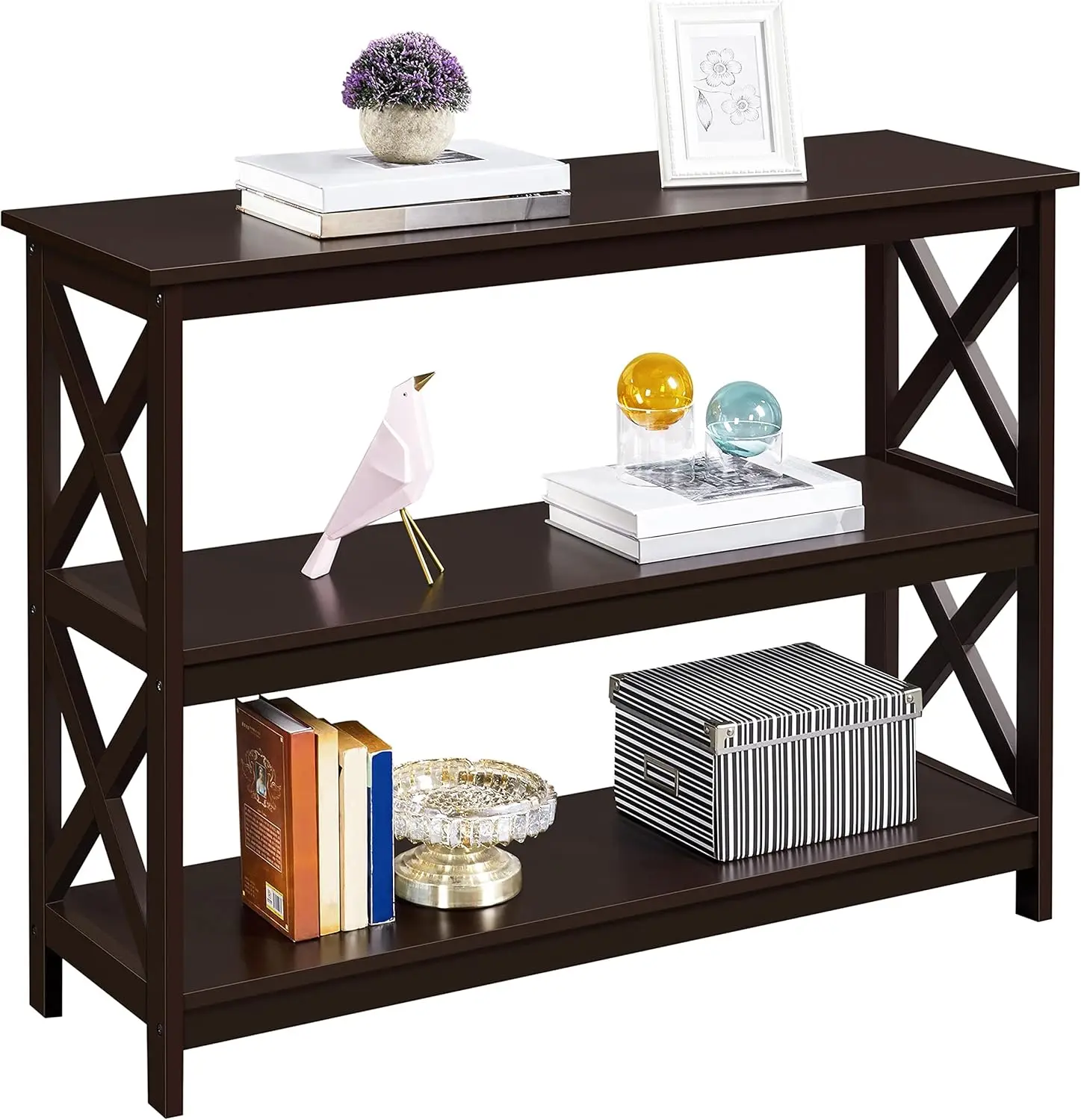 

Yaheetech Console Table With 3 Storage Shelves, 3-Tier Entryway Table, Sofa Side Narrow Long Bookshelf For Hallway Living Room,