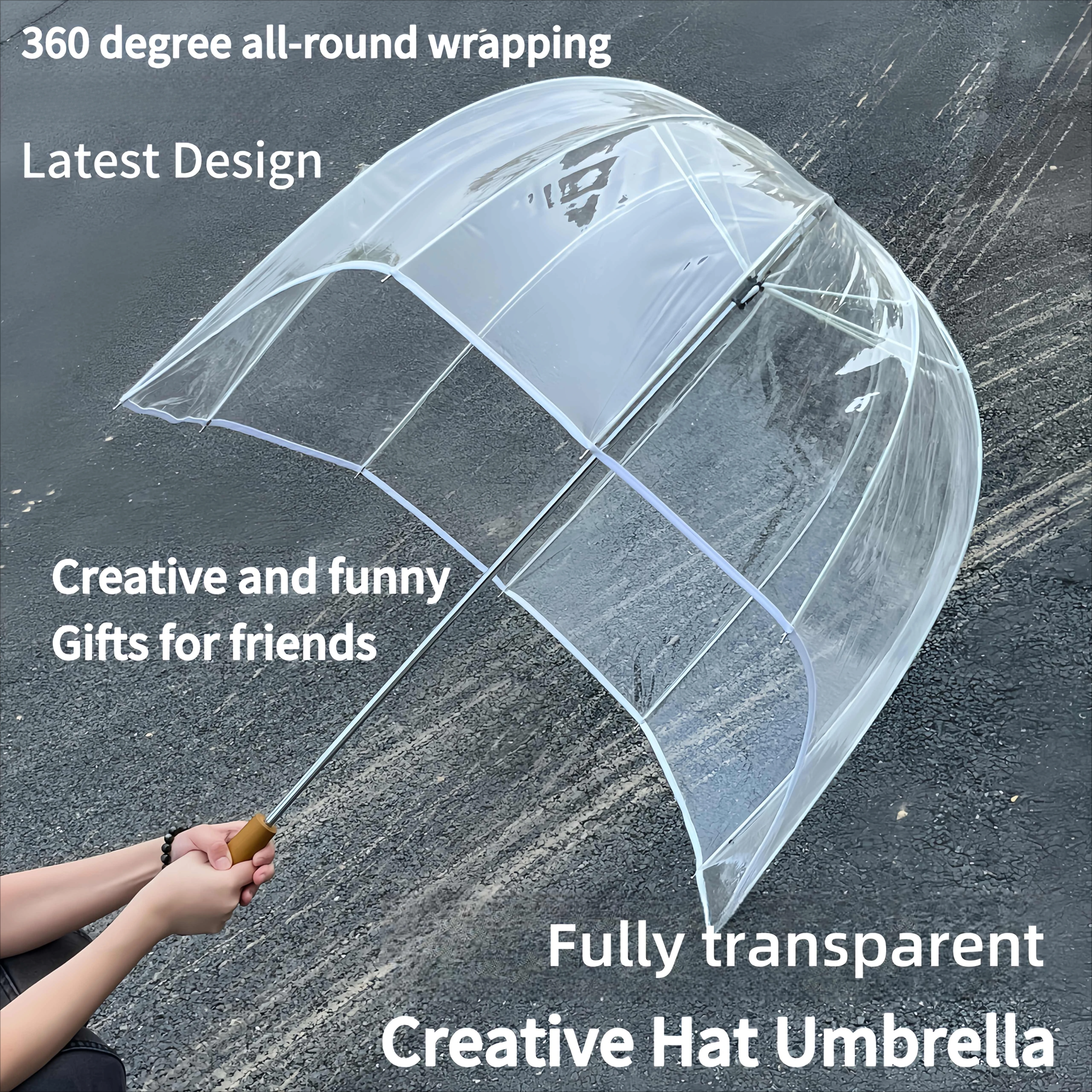 

Adult Clear Bubble Umbrella with Dome Canopy & Lightweight Wind and Rain Protection Creative Helmet Umbrella for Women Outdoor