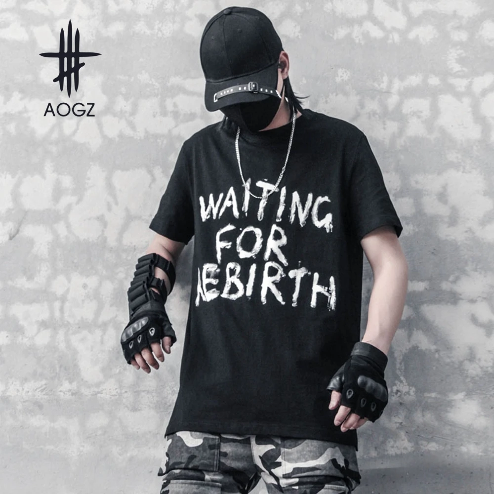 

AOGZ Harajuku Letters Printed Short Sleeve T shirt Men Oversize Loose Summer Casual T Shirt Cotton Hip Hop Streetwear Tee Tops