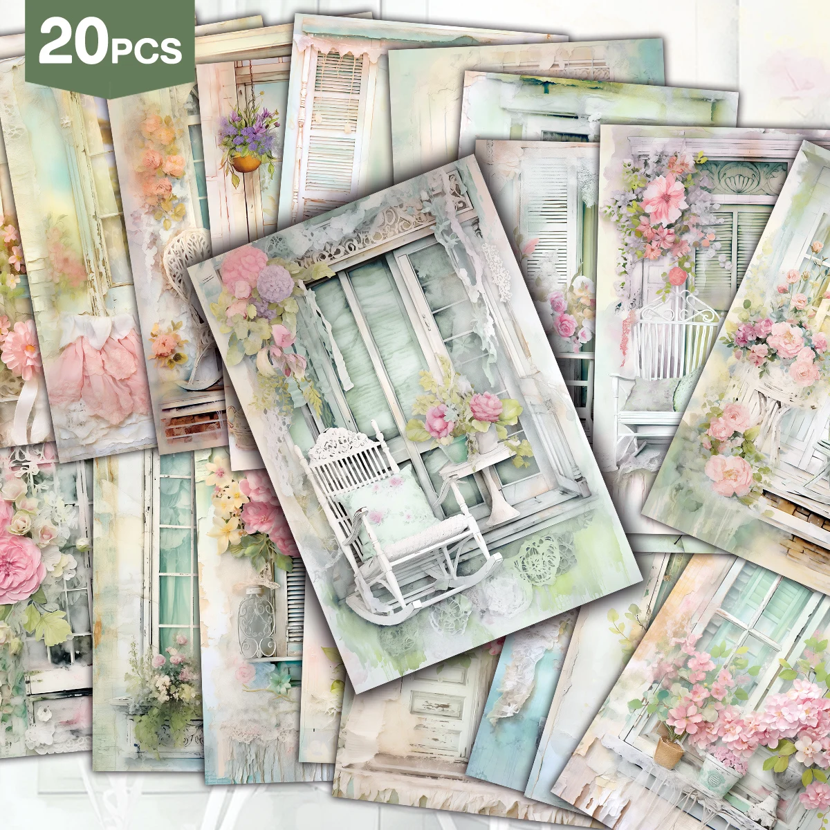 20pcs Vintage Floral Wall Collage Cards With Sticker,Romantic Botanical Design,For Home Gallery Wall Decor,Valentine's Day Cards