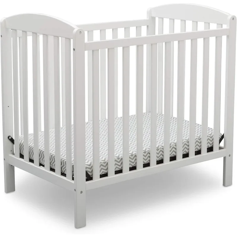 Delta Children Emery Mini cuna convertible con colchón de 2,75 pulgadas, Bianca White