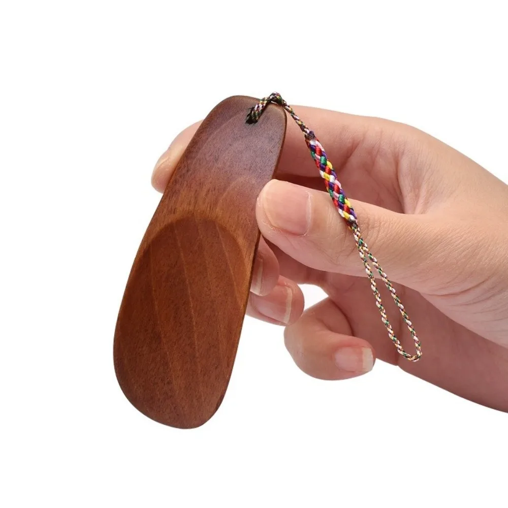 Handy Mini Wood Shoe Horn Solid Wood Braided Lanyard Shoe Lifter Polished Surface Curved Shape Shoe Helper Daily Shoe Wear