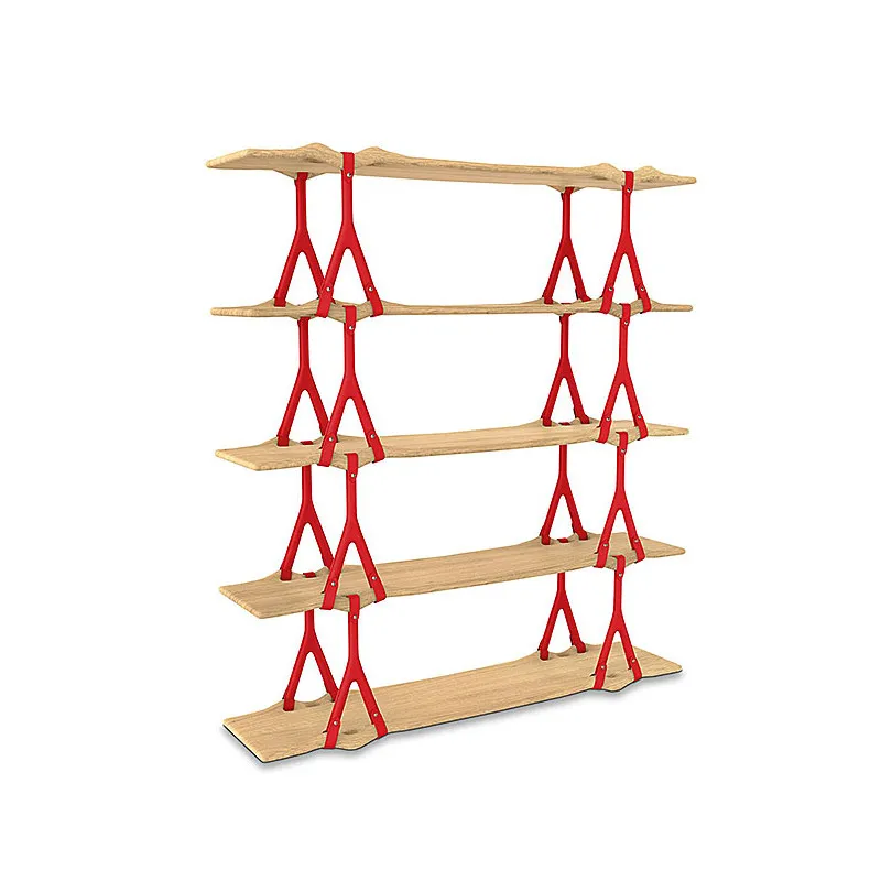 Italian High-end Creative Vertical Solid Wood Bookshelf Living Room Modern Simple High-end Fashion Multi-layer Shelf