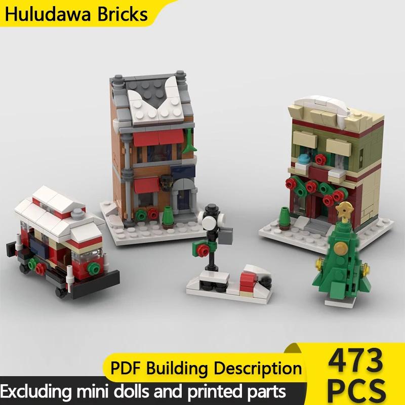 

Модель с видом на улицу, MOC, строительные кирпичи, рождественские праздники, основная улица, модульная технология, детские праздничные подарки, сборные игрушки, костюм