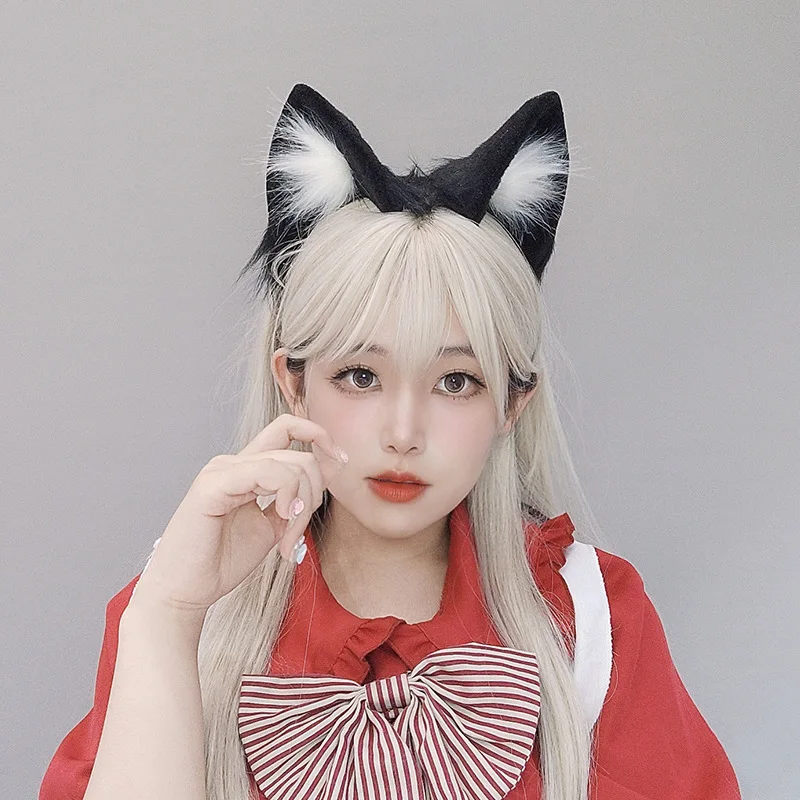 Furry Animal Cat Fox Ear Hair Hoops Adjustable Halloween Headdress Cosplay Party Costume Props Headwear Hair Accessories