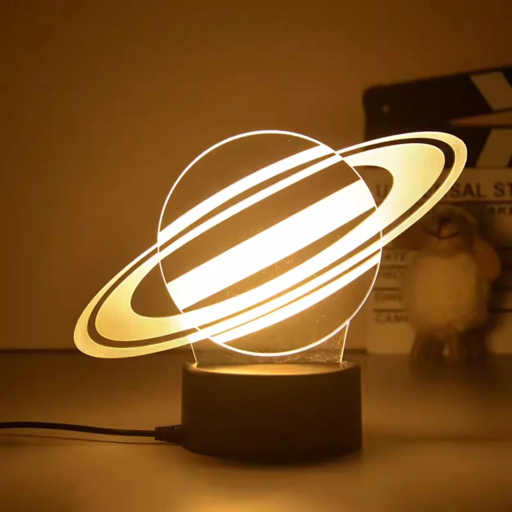 Neueste 3d Acryl LED Nachtlicht Astronaut Planet Figur Nachtlicht für Kind Kind Schlafzimmer Schlaf Lichter Geschenk Dekor Tisch lampen