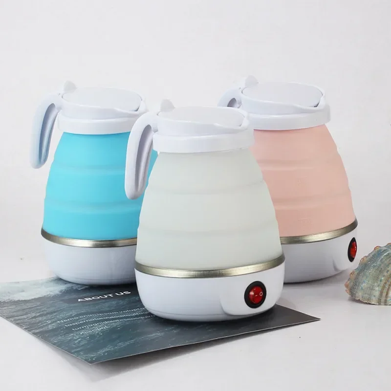 Mini Electric Kettle Foldable Kettle Silicone Portable Teapot Water Heater Outdoor Travel Home Tea Pot Water Kettle 0.6L 600W