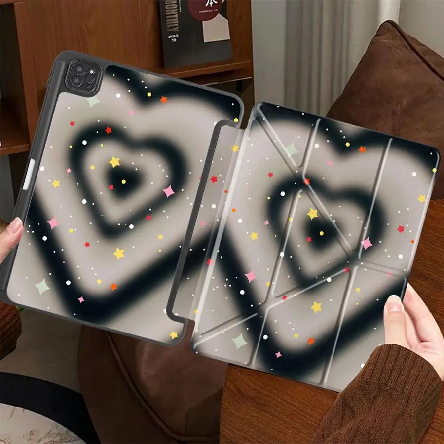 

Чехол-подставка для планшетов iPad Pro 11-го, 10-го, 9-го, 8-го, 7-го поколений, 12.9-дюймовый Pro 2025, Mini 6, 7, Air 4, 5, M3, M2, M4, 11-дюймовый, черный и белый