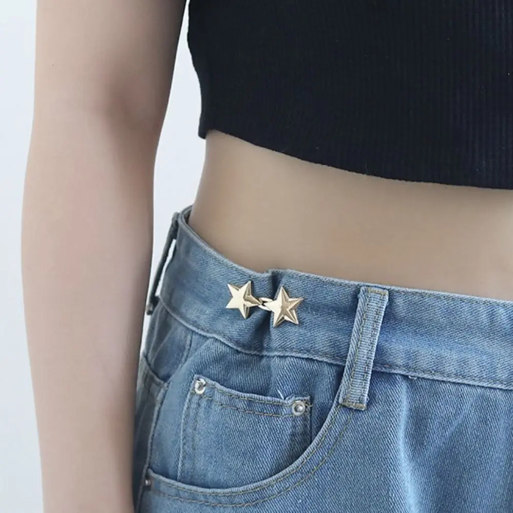 1Pair Star Pants Button Tightener Jean Fit Buckles Jean Buttons for Loose Jeans Alloy Waist Buckle Clothing Accessories