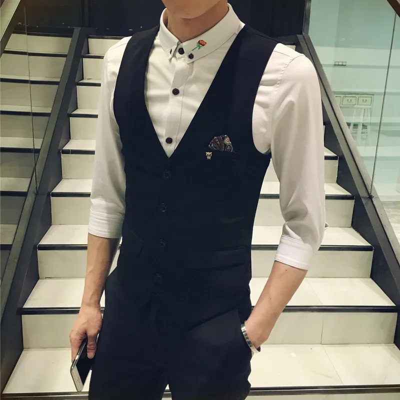 2026 versione coreana del gilet da uomo sottile parrucchiere KTV bar discoteca gilet abiti da lavoro alla moda