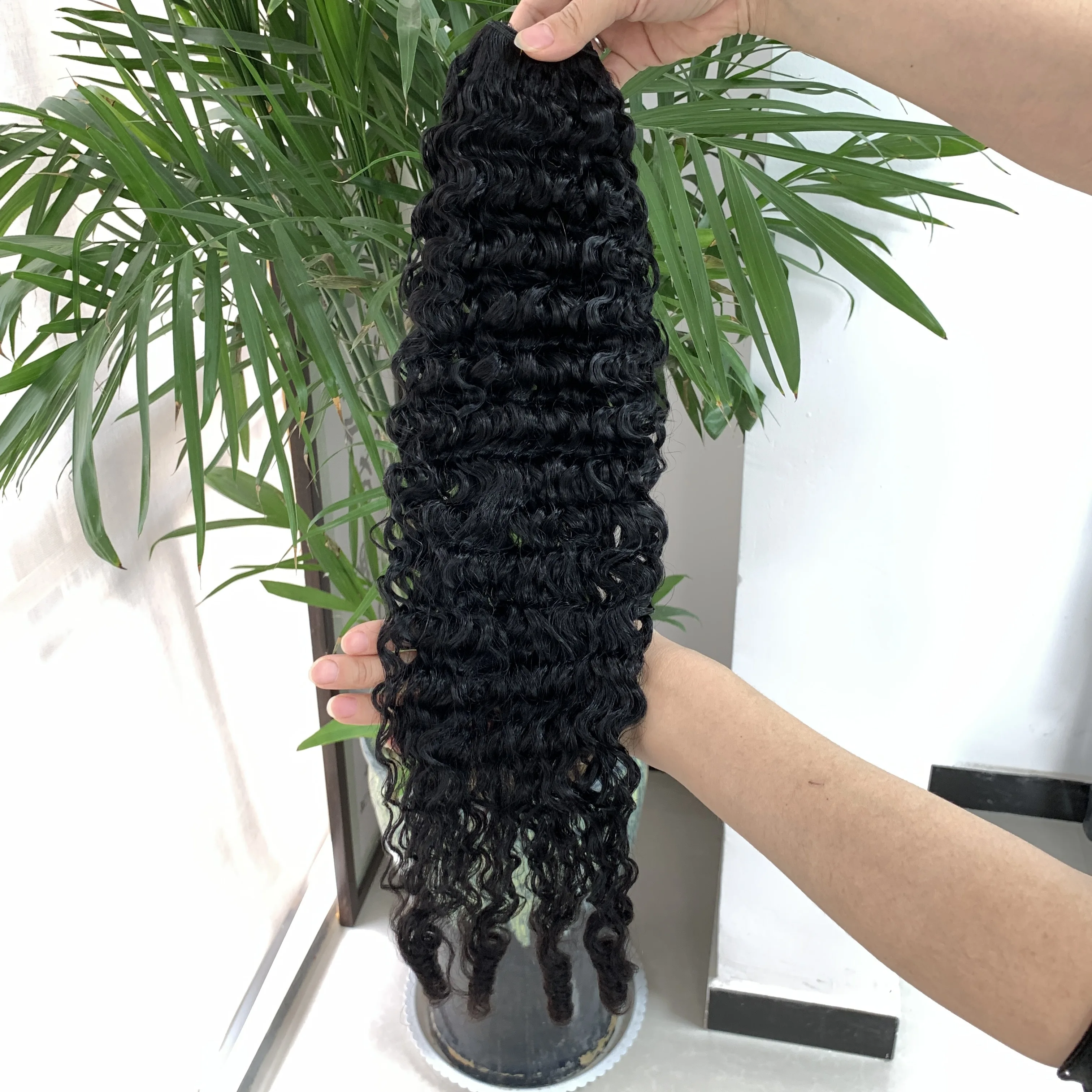 البورمية مجعد حزم شعر ريمي اللون الطبيعي وصلات شعر بشري مجعد البورمية مجعد الشعر النسيج HairUGo #2