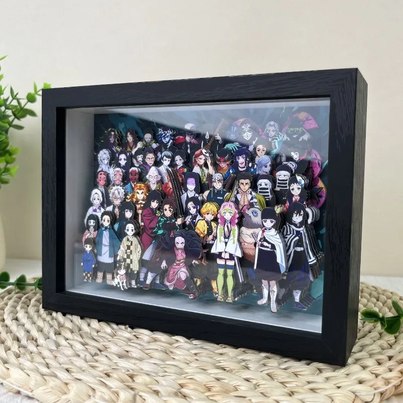 Demon Slayer Family Portraits Peripheral 3D Stereoscopic Painting Nine Pillars Anime Figure Desktop Ornaments Children's Gifts
