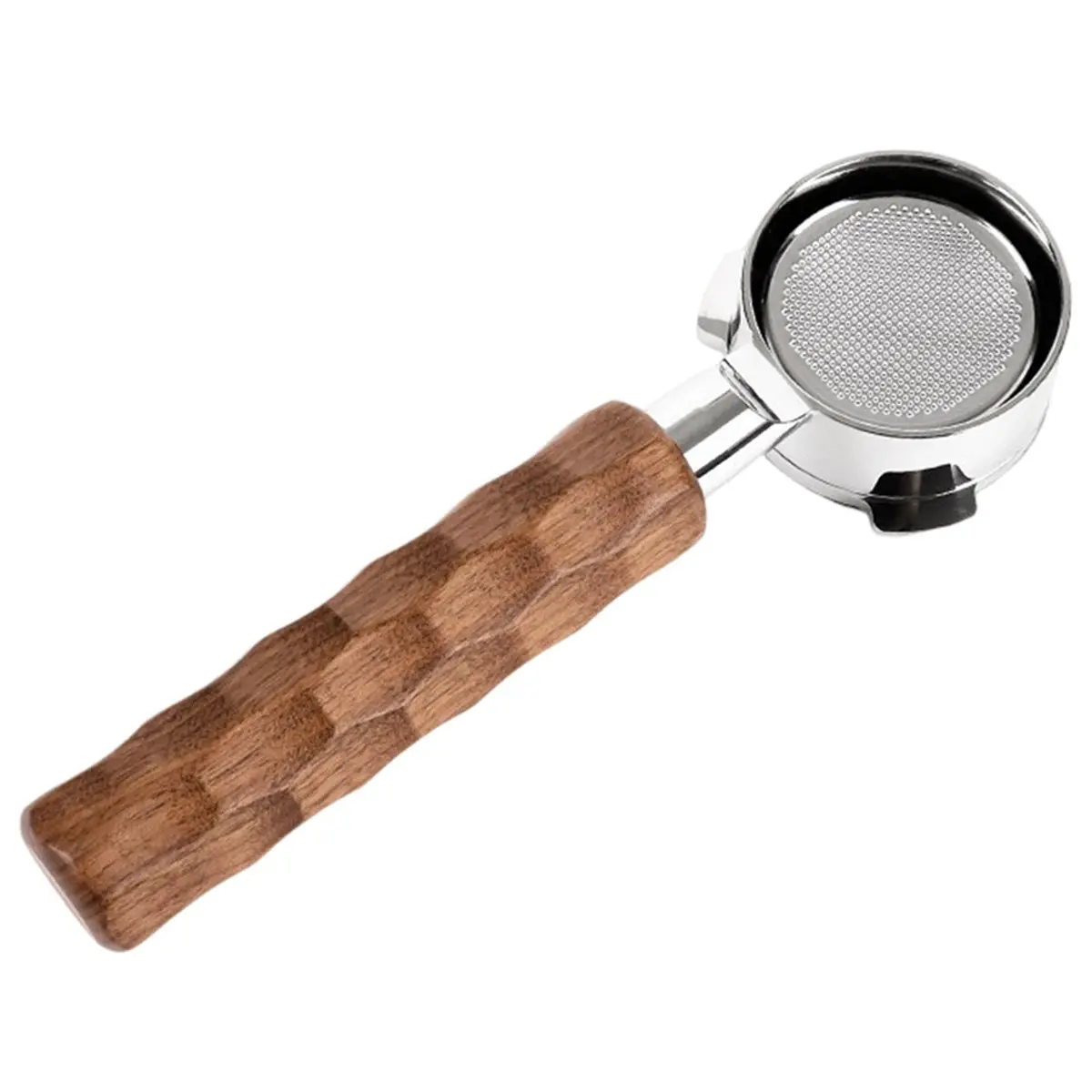 【STABLE QUALITY】54mm Walnut Wood Handle Bottomless Portafilter for Series Espresso Machines A
