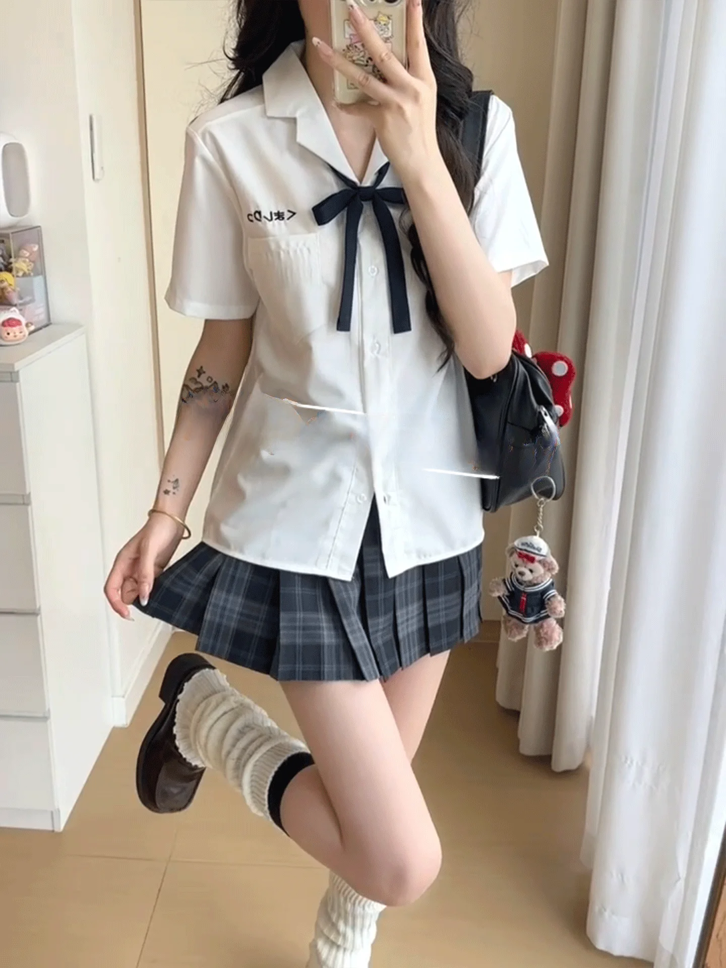 

College Sle Basic ort Sve JK irt for Women Summer New Milk Flavor Cherry Pattern Student orm Breathable Comfortable