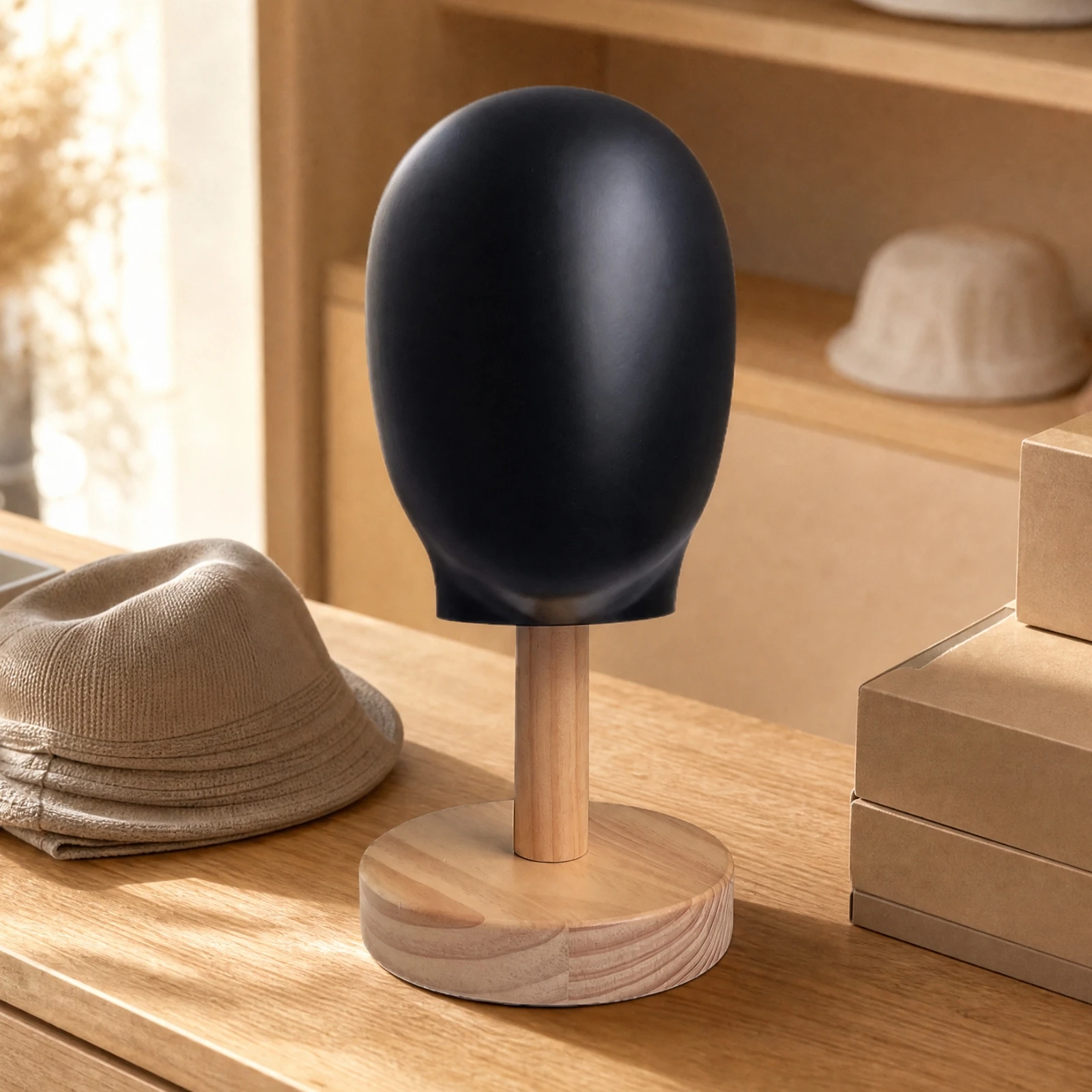Detachable Mannequin Head Display Stand Lightweight Mannequin Head with Base Hairpiece Display Stand with Wooden Base Portable