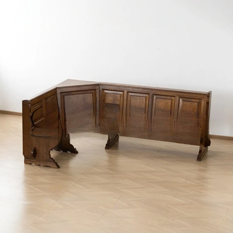 Corner bench, retro solid wood corner L-shaped restaurant cafe hotel multi-person sofa
