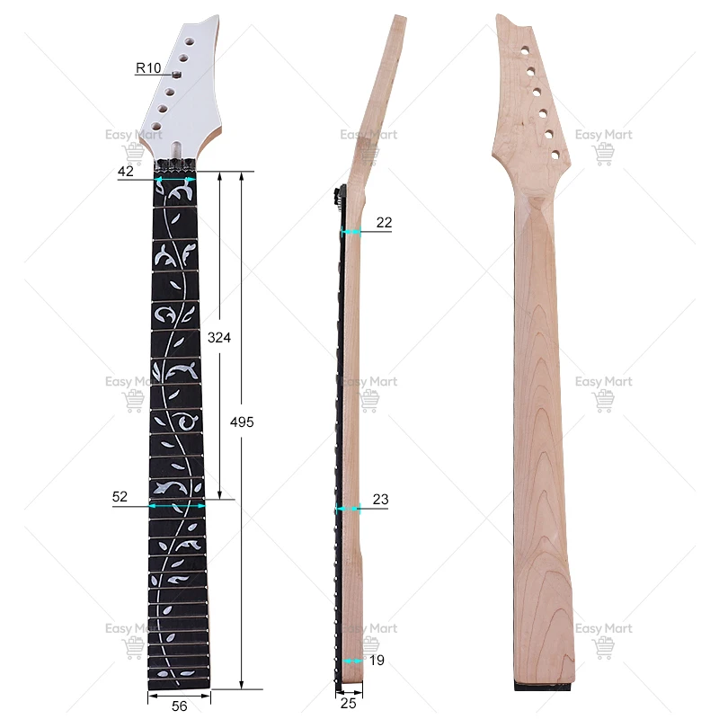 6 String 24 Fret Neck Rose Wood Electric Guitar DDouble Shake Neck Plus Maple Carved Flower Neck Electric Guitar