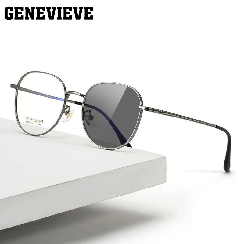 

GENEVIEVE New Simple Retro Geometric Round Frame Design Photochromic Anti-Blue Light Reading Glasses Customizable Prescription